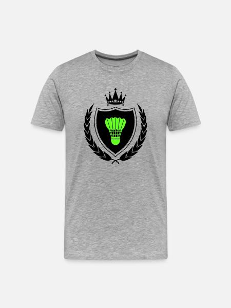 wappen badminton - Männer Premium Bio T-Shirt - Grau meliert