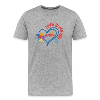 AUTISMUS LIEBEN HERZ PUZZLE SYNDROM SPRUCH MOTIV - Männer Premium Bio T-Shirt - Grau meliert - Vorne - Damien (186cm)