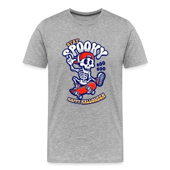 Halloween Skeleton Rides Skateboard - Men's Premium Organic T-Shirt - heather grey - Front - Damien (186cm)