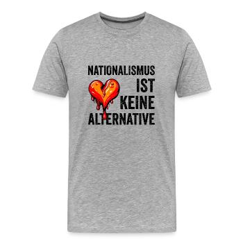 Nationalismus ist keine Alternative - Männer Premium Bio T-Shirt - Grau meliert - Vorne - Damien (186cm)