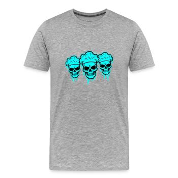 Chefkoch Skelett - Männer Premium Bio T-Shirt - Grau meliert - Vorne - Damien (186cm)
