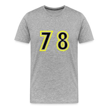 78 Number College - Men's Premium Organic T-Shirt - heather grey - Front - Damien (186cm)