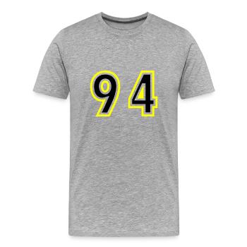 94 Zahl College - Männer Premium Bio T-Shirt - Grau meliert - Vorne - Damien (186cm)