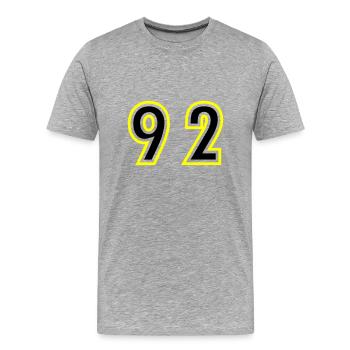 92 Zahl College - Männer Premium Bio T-Shirt - Grau meliert - Vorne - Damien (186cm)