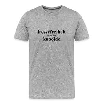 Fressefreiheit auch für Kobolde - Männer Premium Bio T-Shirt - Grau meliert - Vorne - Damien (186cm)