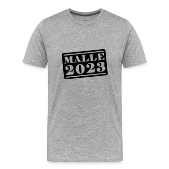 Malle 2023 - Männer Premium Bio T-Shirt - Grau meliert - Vorne - Damien (186cm)