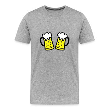 Chope de bière symbole de bière - T-shirt bio Premium Homme - gris chiné - Devant - Damien (186cm)