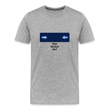 was denkst du schwarz - Männer Premium Bio T-Shirt - Grau meliert - Vorne - Damien (186cm)