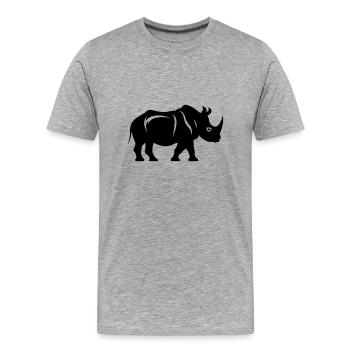 Nashorn Silhouette - Männer Premium Bio T-Shirt - Grau meliert - Vorne - Damien (186cm)