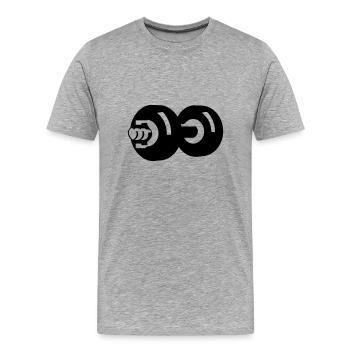 Dumbbell Gym Symbol Workout - T-shirt bio Premium Homme - gris chiné - Devant - Damien (186cm)
