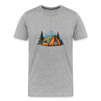 Tente de camping en plein air - T-shirt bio Premium Homme - gris chiné - Devant - Damien (186cm)