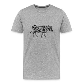 Kuh Tribal Tattoo - Männer Premium Bio T-Shirt - Grau meliert - Vorne - Damien (186cm)