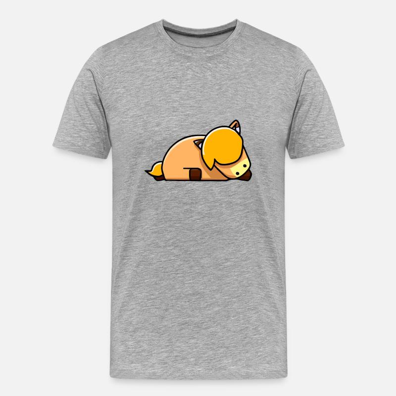 Süßes Pferd schläft - Männer Premium Bio T-Shirt - Grau meliert