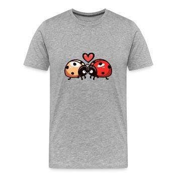 Ladybugs In Love Animals Happiness Valentine's Day - Men's Premium Organic T-Shirt - heather grey - Front - Damien (186cm)