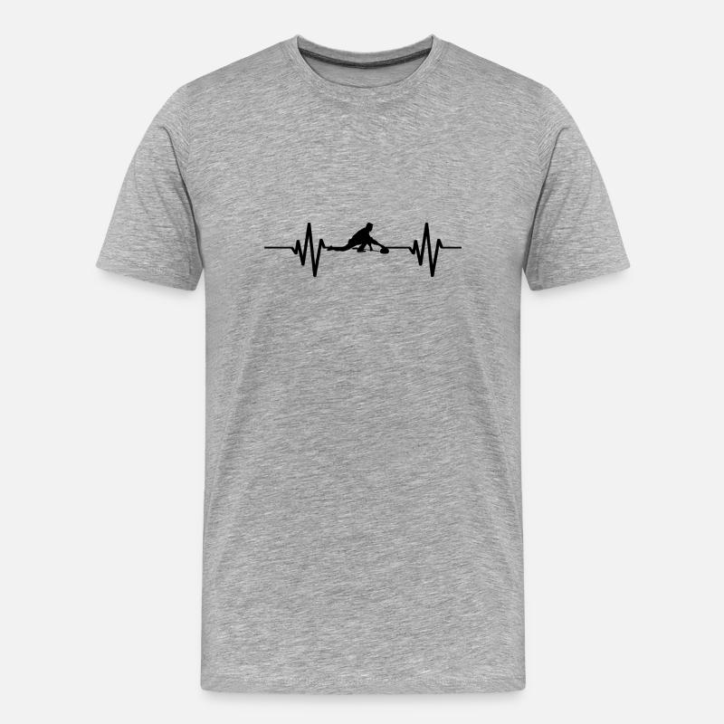 Curling Herzschlag Curling - Männer Premium Bio T-Shirt - Grau meliert