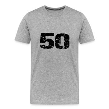 Maillot 50 numéros - T-shirt bio Premium Homme - gris chiné - Devant - Damien (186cm)