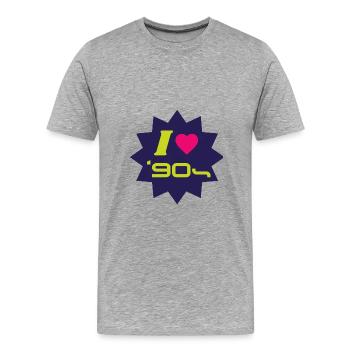 Ich liebe die 90er Ich liebe den Funky House der 90er - Männer Premium Bio T-Shirt - Grau meliert - Vorne - Damien (186cm)