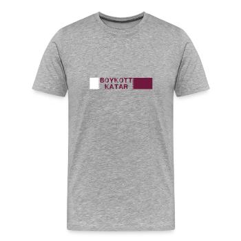 Boycott Qatar,Qatar,Flag, World Cup,Writing - Men's Premium Organic T-Shirt - heather grey - Front - Damien (186cm)