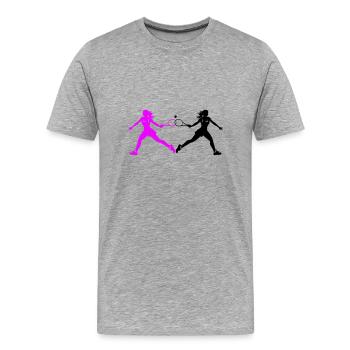Tennis Spielerin Silhouette - Männer Premium Bio T-Shirt - Grau meliert - Vorne - Damien (186cm)