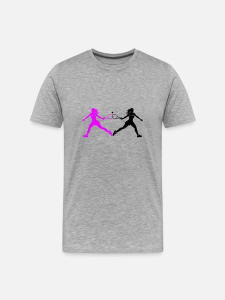 Tennis Player Silhouette - Men's Premium Organic T-Shirt - heather grey