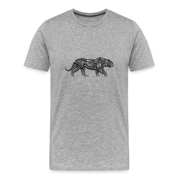 Tatouage tribal léopard - T-shirt bio Premium Homme - gris chiné - Devant - Damien (186cm)