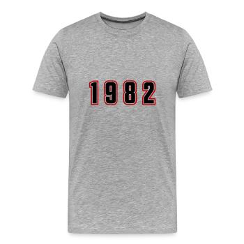 Numéro de l’année 1982 - T-shirt bio Premium Homme - gris chiné - Devant - Damien (186cm)