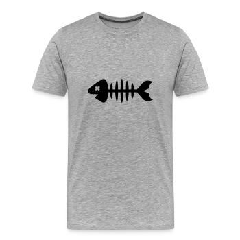 Fish Symbol Bone Bone - Men's Premium Organic T-Shirt - heather grey - Front - Damien (186cm)