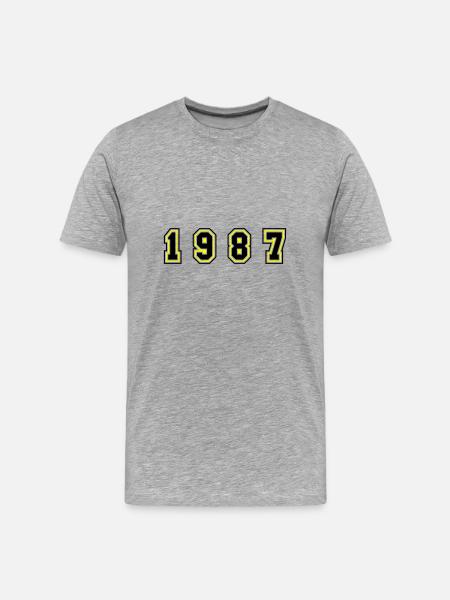 1987 Year Number - Men's Premium Organic T-Shirt - heather grey