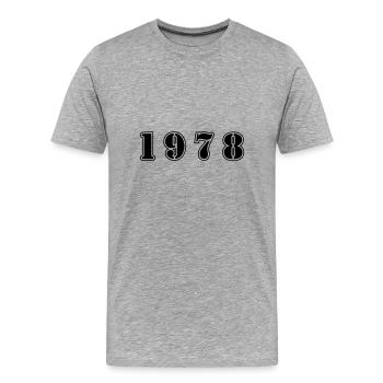 1978 anniversaire - T-shirt bio Premium Homme - gris chiné - Devant - Damien (186cm)