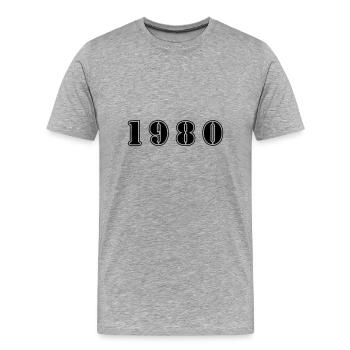 1980 Jahr Geburtstag - Männer Premium Bio T-Shirt - Grau meliert - Vorne - Damien (186cm)