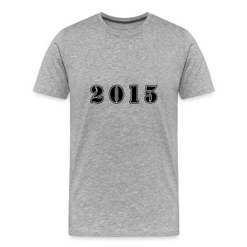 Anniversaire 2015 - T-shirt bio Premium Homme - gris chiné - Devant - Damien (186cm)