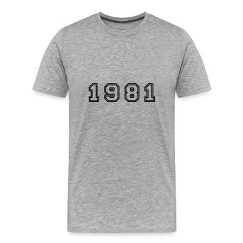 1981 Jahr Zahl - Männer Premium Bio T-Shirt - Grau meliert - Vorne - Damien (186cm)