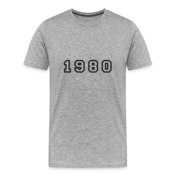 1980 Jahr Zahl - Männer Premium Bio T-Shirt - Grau meliert - Vorne - Damien (186cm)