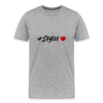 Stylist Heart - Men's Premium Organic T-Shirt - heather grey - Front - Damien (186cm)
