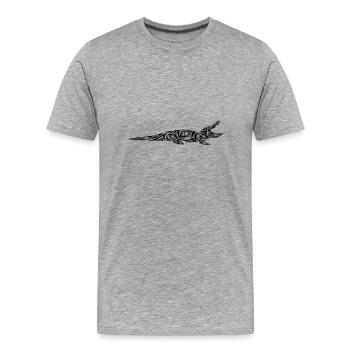 Tatouage tribal d’alligator - T-shirt bio Premium Homme - gris chiné - Devant - Damien (186cm)