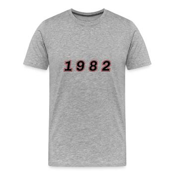 Numéro de l’année 1982 - T-shirt bio Premium Homme - gris chiné - Devant - Damien (186cm)