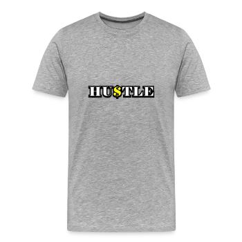 Hustle Quote - Männer Premium Bio T-Shirt - Grau meliert - Vorne - Damien (186cm)