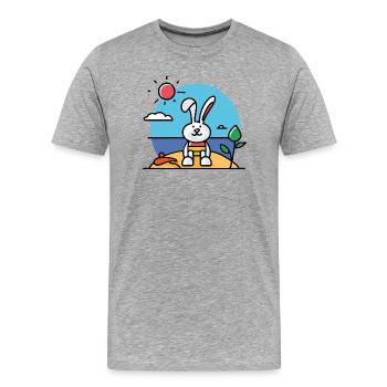Hase am Strand beim Sonnenbad - Männer Premium Bio T-Shirt - Grau meliert - Vorne - Damien (186cm)