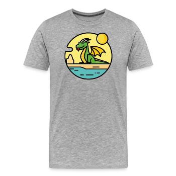Dragon sur la plage - T-shirt bio Premium Homme - gris chiné - Devant - Damien (186cm)
