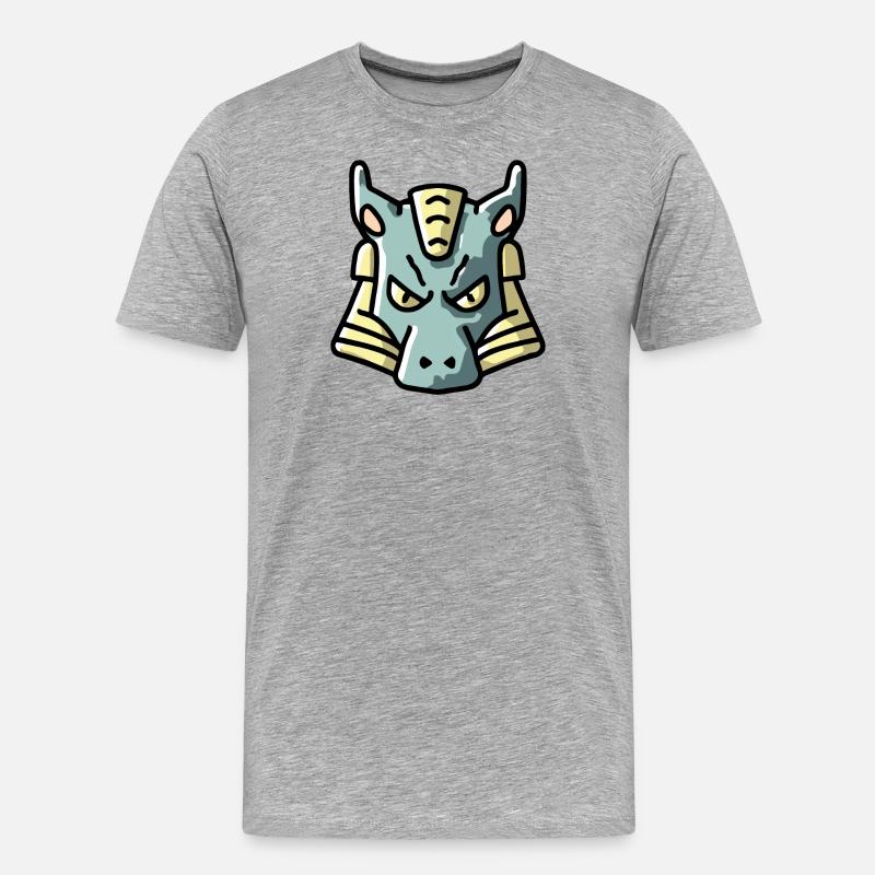 Finter dreinblickender Drache - Männer Premium Bio T-Shirt - Grau meliert