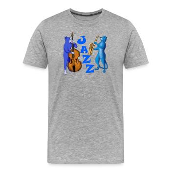 JAZZ CATS - CATS PLAYING SAXOPHONE AND DOUBLE BASS - Men's Premium Organic T-Shirt - heather grey - Front - Damien (186cm)