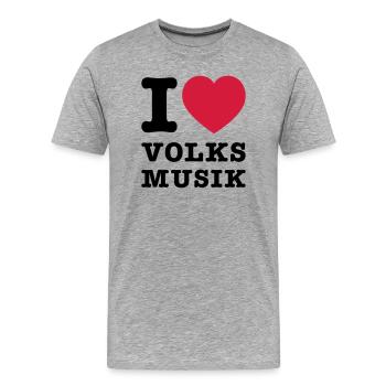 I Love Folk Music 2 - Men's Premium Organic T-Shirt - heather grey - Front - Damien (186cm)