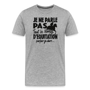 Je Ne Parle Pas Tout Le Temps D'équitation Cheval - T-shirt bio Premium Homme - gris chiné - Devant - Damien (186cm)
