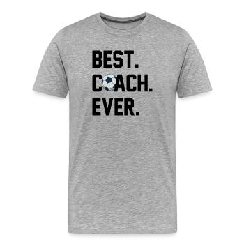 BESTER TRAINER FUßBALL - Männer Premium Bio T-Shirt - Grau meliert - Vorne - Damien (186cm)