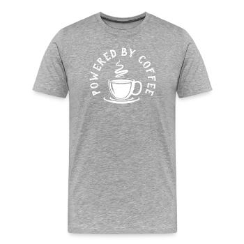 PROPULSÉ PAR LE CAFÉ - CAFÉ - AMATEURS DE CAFÉ - T-shirt bio Premium Homme - gris chiné - Devant - Damien (186cm)