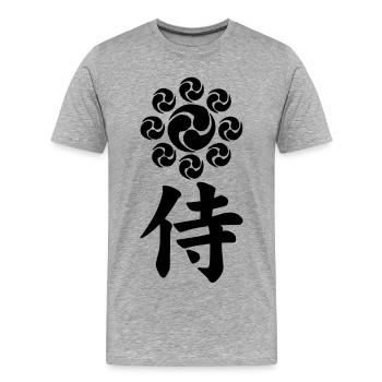 Emblème samouraï du clan Uesugi (noir) - T-shirt bio Premium Homme - gris chiné - Devant - Damien (186cm)