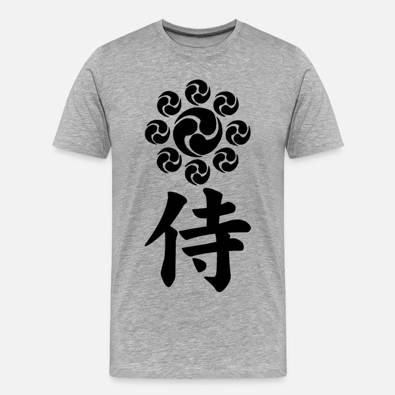 Samurai-Emblem des Uesugi-Clans (schwarz) - Männer Premium Bio T-Shirt - Grau meliert