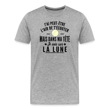 je suis sur la lune - T-shirt bio Premium Homme - gris chiné - Devant - Damien (186cm)