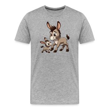 Eselmutter mit Kind grau - Männer Premium Bio T-Shirt - Grau meliert - Vorne - Damien (186cm)