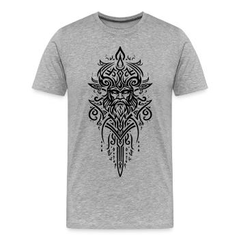 Powerful tribal viking pattern, symbol of strength - Men's Premium Organic T-Shirt - heather grey - Front - Damien (186cm)